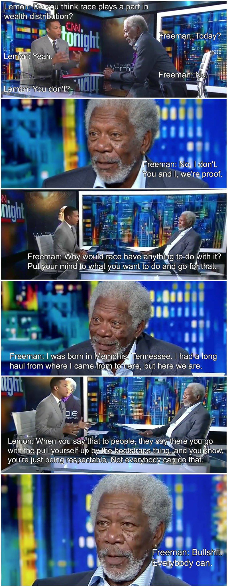 morgan freeman response to race and wealth distribution