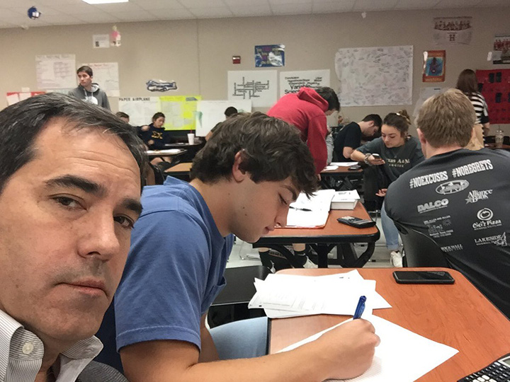 dad joins son in class funny