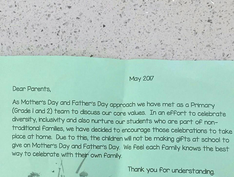Canadian school cancels mothers day and fathers day celebrations