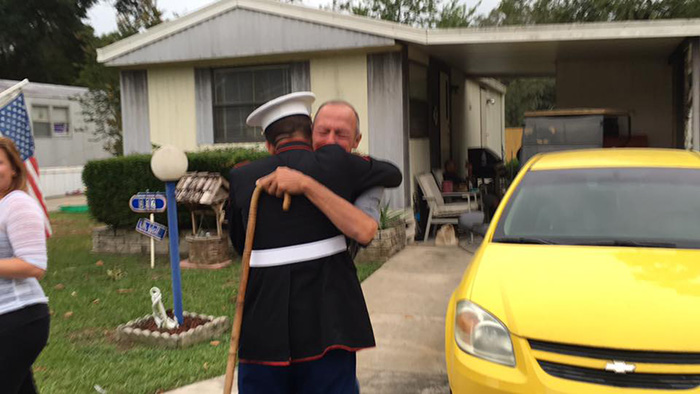 Disabled Former Marine Meets His Grandson in Uniform for the first time after 2 years