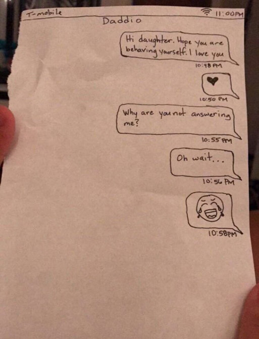 dad funny note under door after taking phone