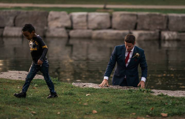 groom saves drowning boy