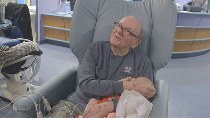 ICU grandpa cuddles newborns childrens hospital