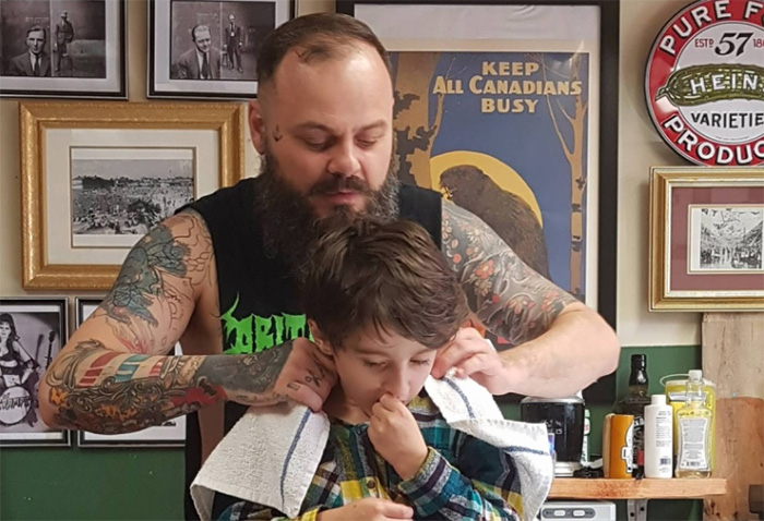 barber connection with boy autism