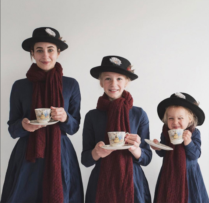 mom and two daughters matching outfits