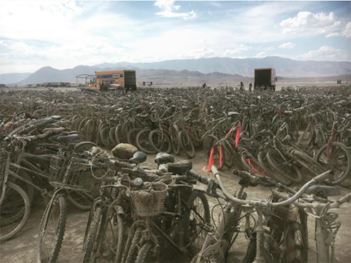 thousands bikes burning man donated to Houston hurricane victims