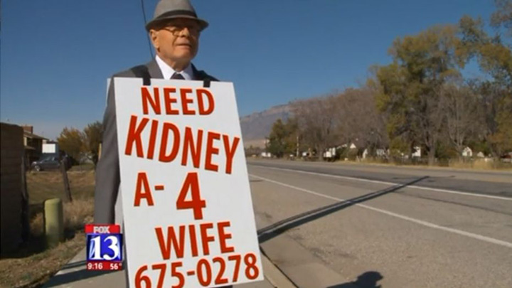 elderly man searches for kidney for wife