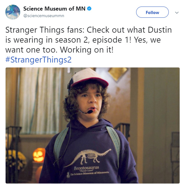 stranger things dinosaur hoodie science museum