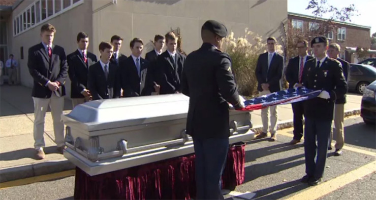 high school students funeral for homeless veteran