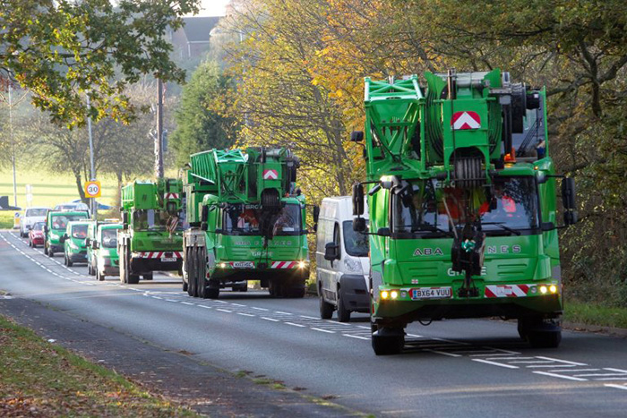 crane funeral procession for man who died