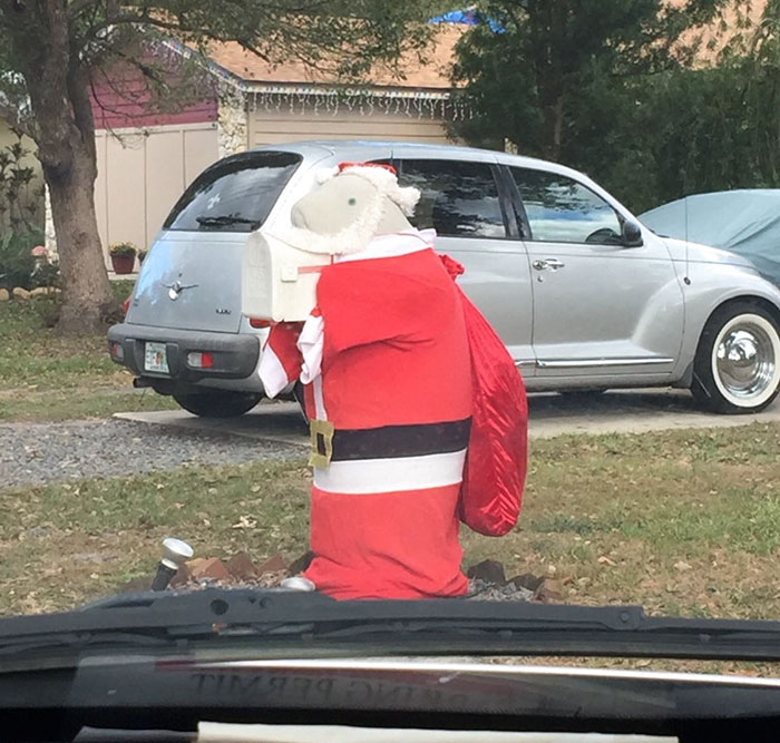 neighbor dresses up manatee mailbox