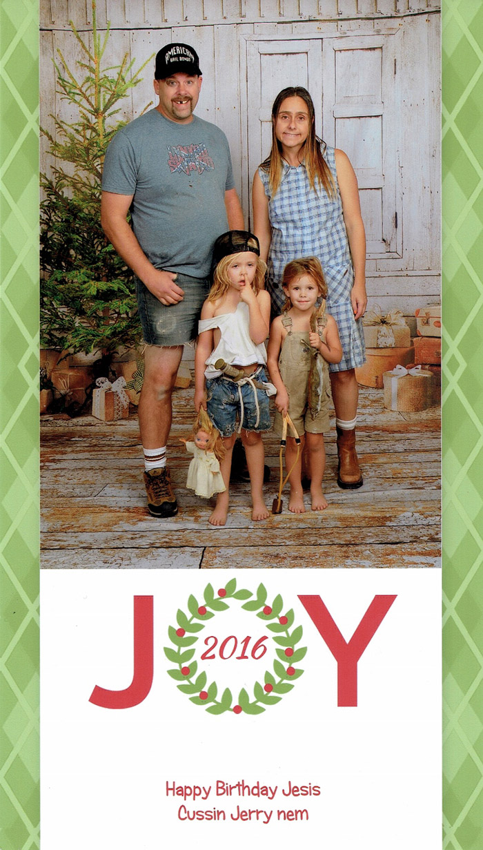 family goes all out for christmas cards every year