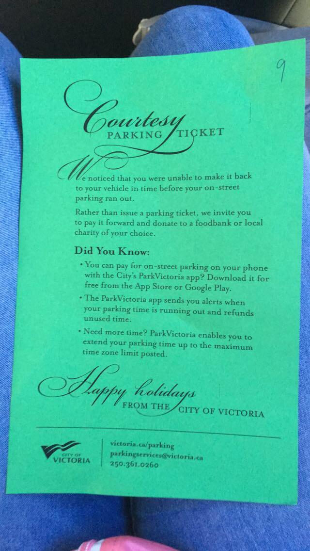 Victoria parking ticket pay it forward