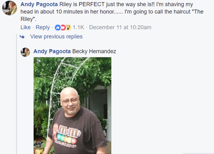 riley bald dad shaves head video