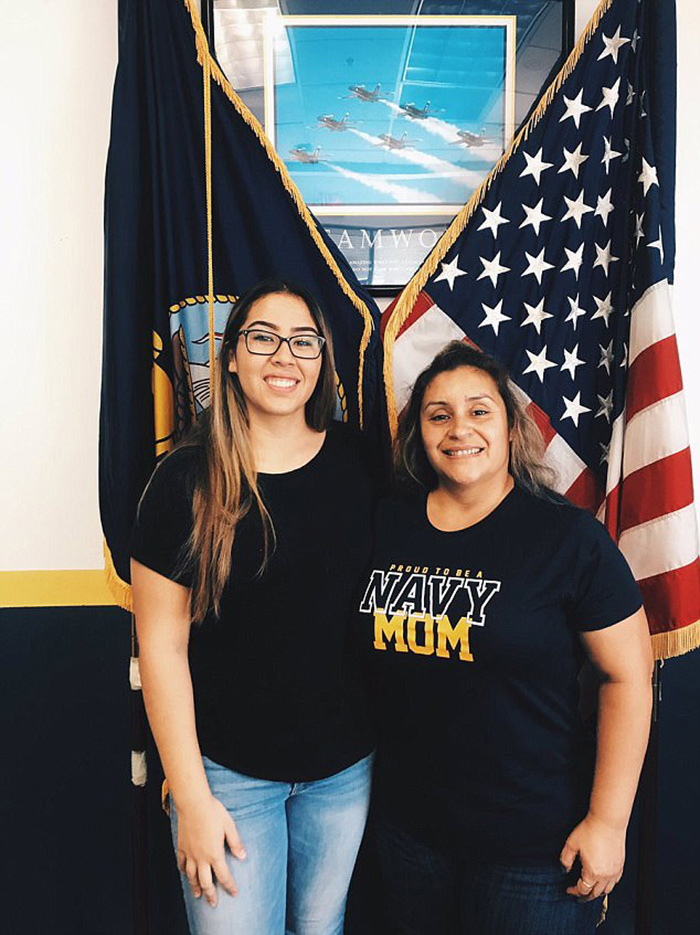 sailor daughter surprises mom mirror Christmas