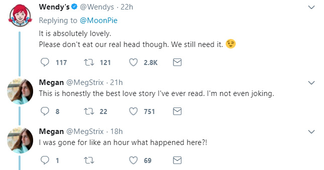 Moonpie and Wendys flirt love story twitter