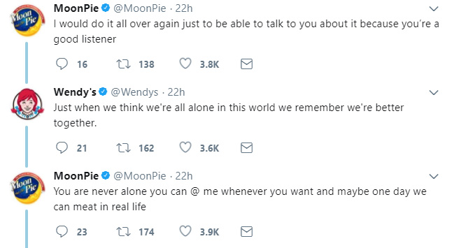 Moonpie and Wendys flirt love story twitter