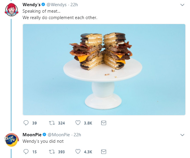 Moonpie and Wendys flirt love story twitter