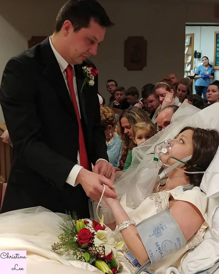 woman breast cancer wedding in hospital hours before death