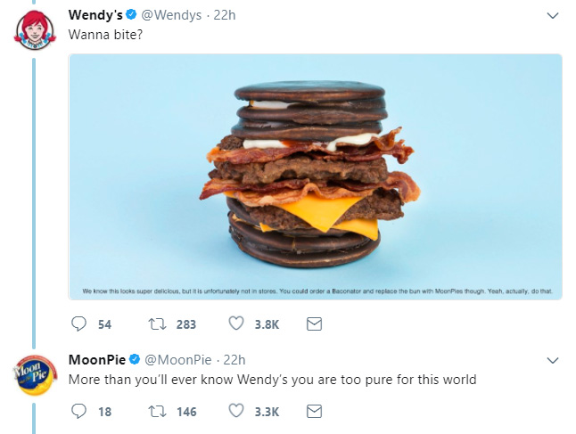Moonpie and Wendys flirt love story twitter