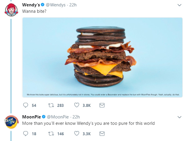 Moonpie and Wendys flirt love story twitter