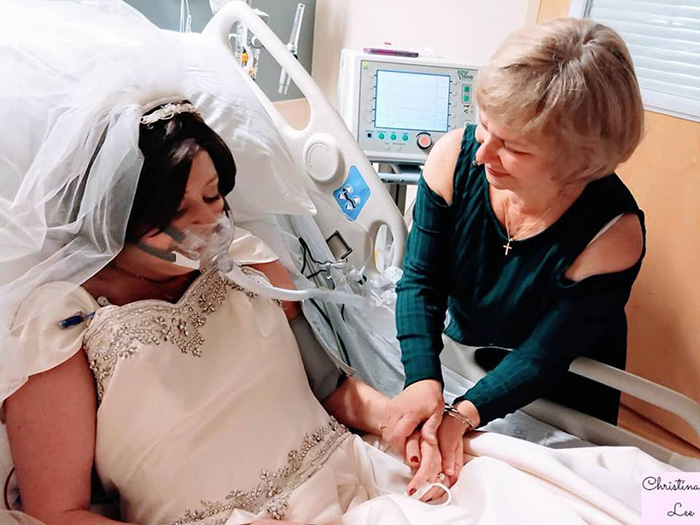 woman breast cancer wedding in hospital hours before death