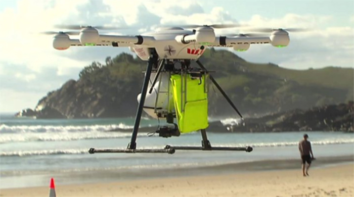 lifeguards use drone to rescue swimmers from drowning