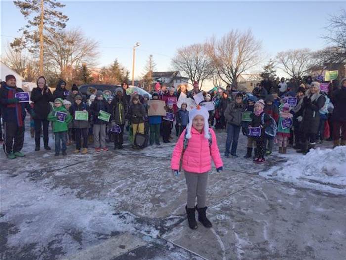 students staff welcome back kid cancer