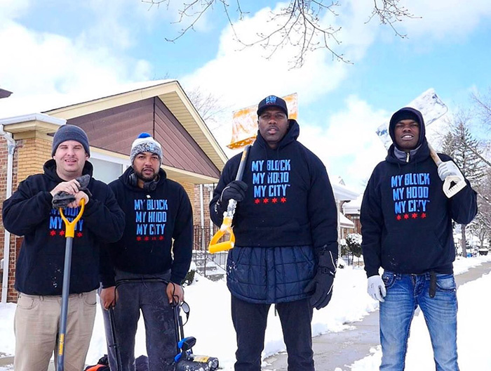 man asks for help shoveling snow for seniors Chicago