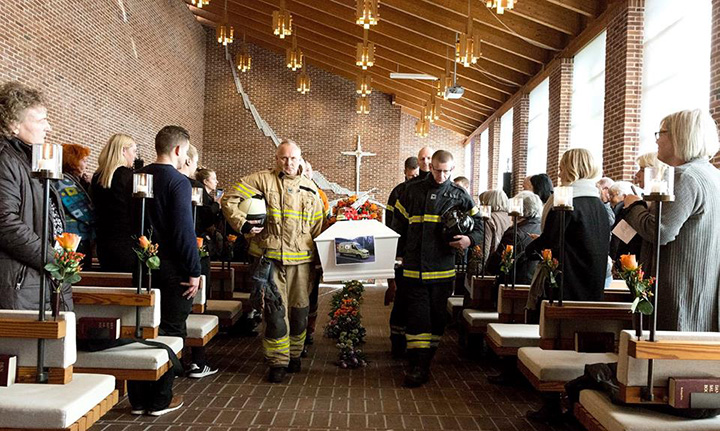 firefighters in Demark man with down syndrome funeral