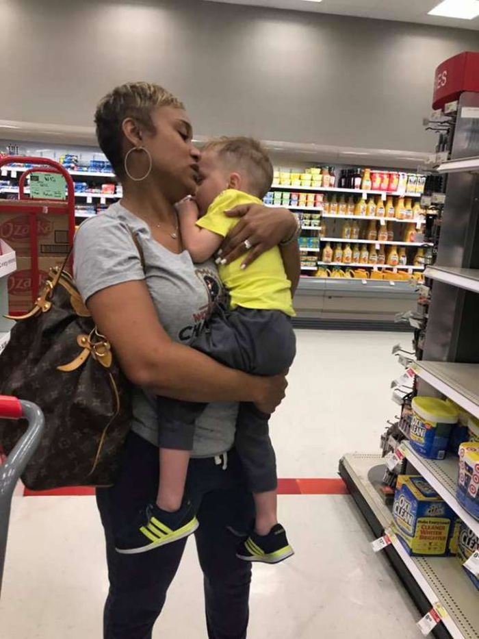 mom helps mom in target crying kids