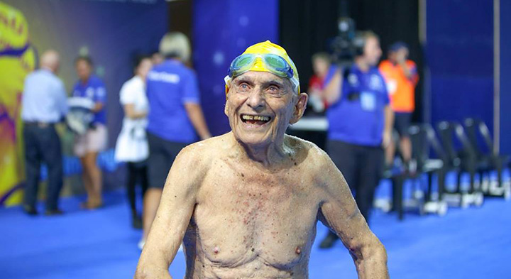 99 year old swimmer george corones breaks record