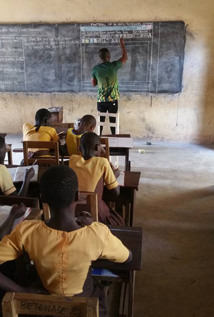 ghana teacher microsoft word on chalk board good news