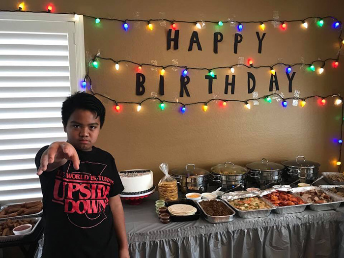 stanger things cast supports kid birthday