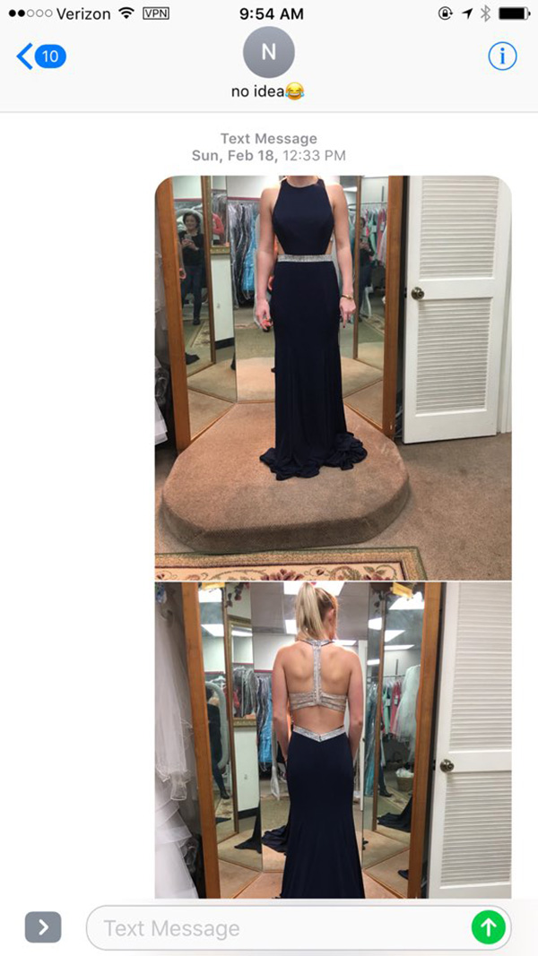 woman sends dress pictures wrong number