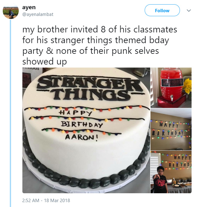 stranger things cast supports kid birthday
