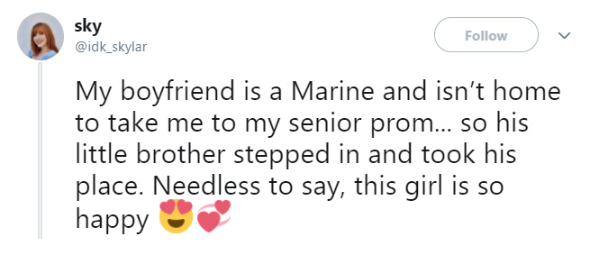 senior takes marine little brother to prom