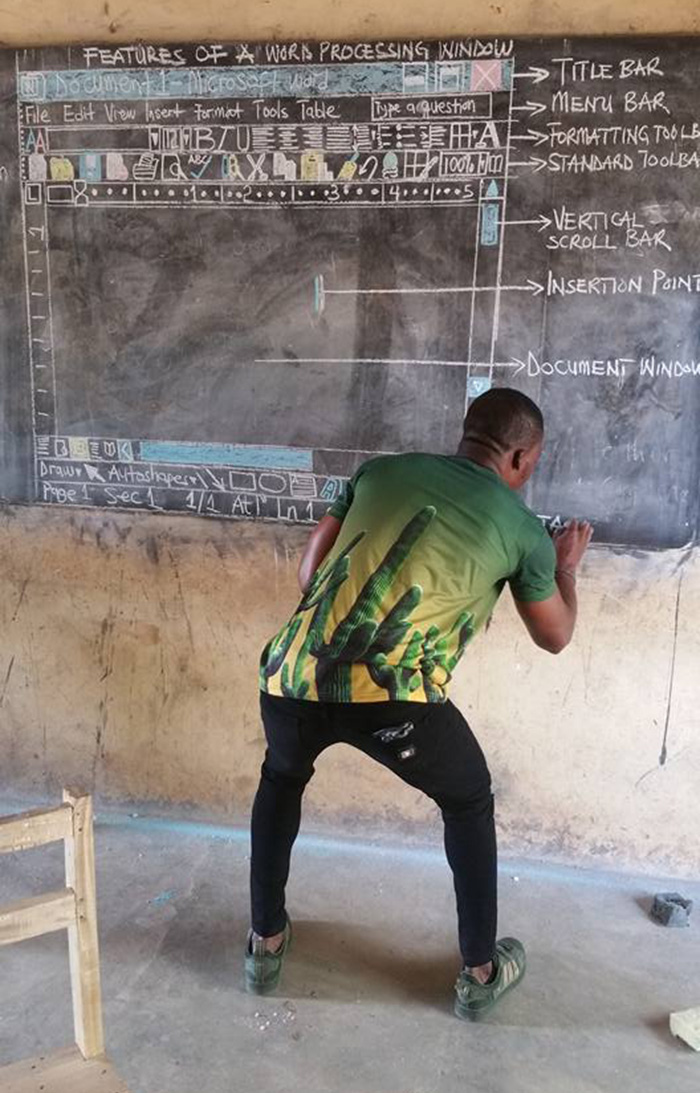 ghana teacher microsoft word on chalk board good news