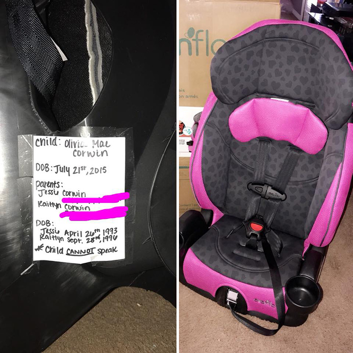 EMT mom tip for car seat information sheet child