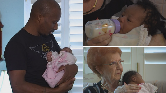 woman lets dad and newborn stay with her from airport