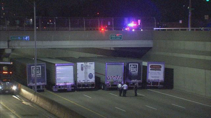 semi trucks line up to stop suicide