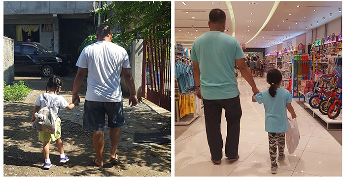 mom secretly photographs dad and daughter holding hands