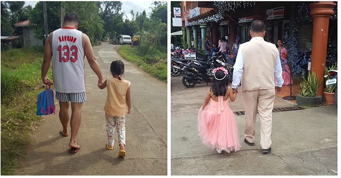 mom secretly photographs dad and daughter holding hands