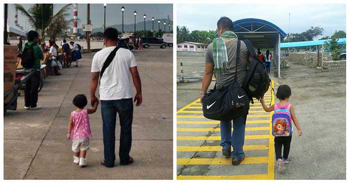 mom secretly photographs dad and daughter holding hands