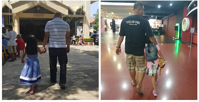 mom secretly photographs dad and daughter holding hands