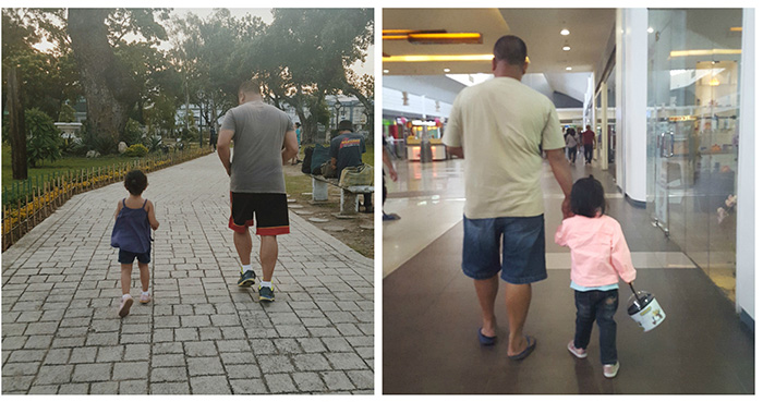 mom secretly photographs dad and daughter holding hands