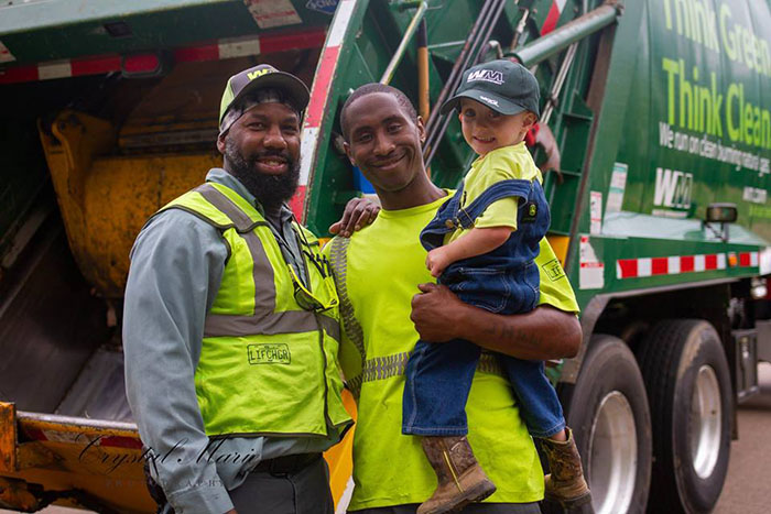 little boy garbage truck best friends happy dance