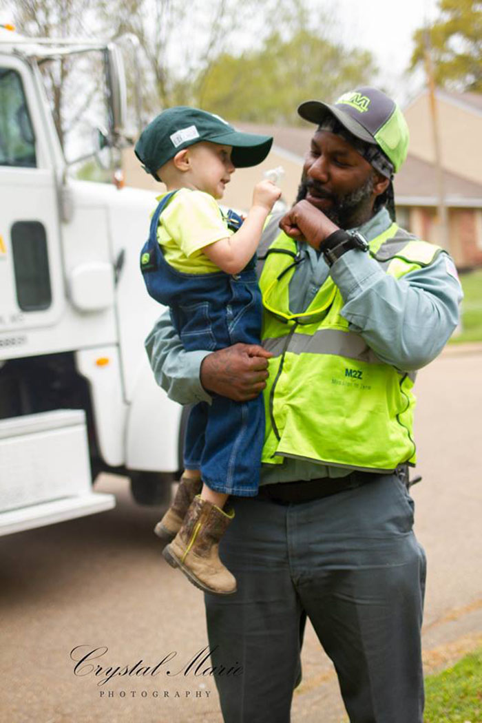 little boy garbage truck best friends happy dance