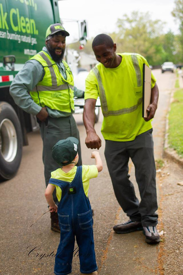 little boy garbage truck best friends happy dance