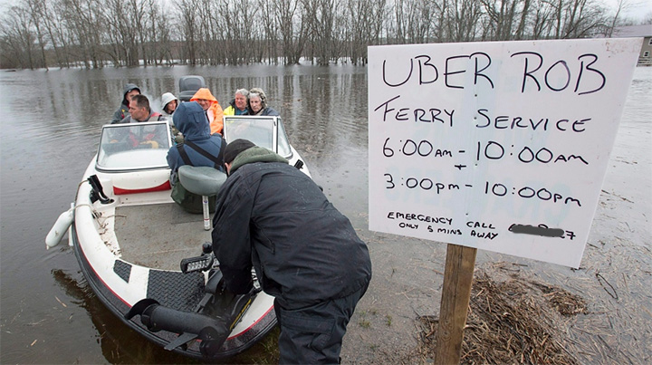 Uber Rob helps people in flood with ferry rides